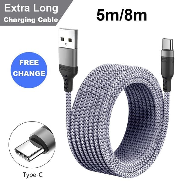 Ekstra lang 5M Kompatibel med iPhone-kabel grå gray