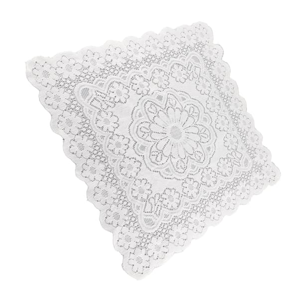 【BEMS】Lace Tablecloth Hollow Pattern Soft Comfortable Simple Lace Decorative Background Cloth Compatible with Home Cafe White Lace 60x60cm