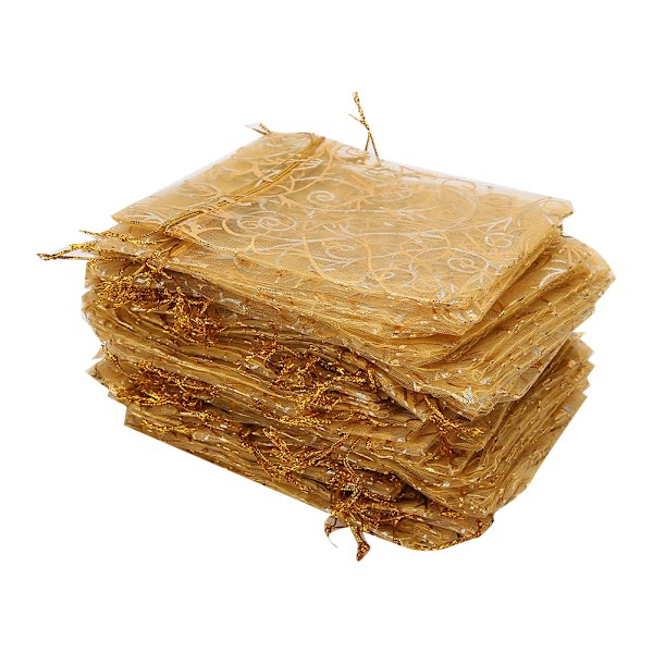 100 kpl 9 x 12 cm Organza-vetoketjupussia Monikäyttöinen Korupussi Lahja Säilytyspussi (Kulta)