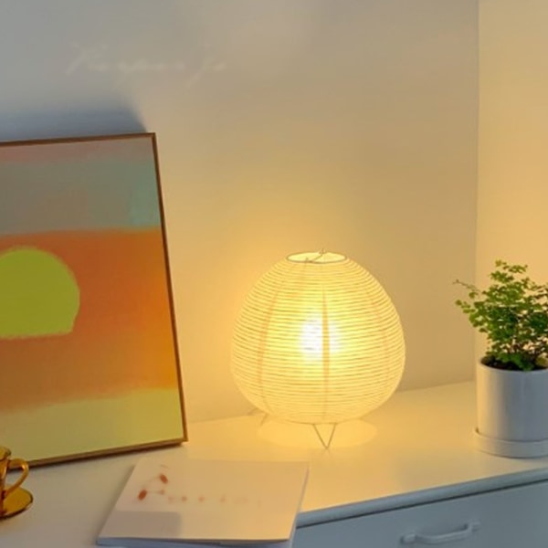 Rispapir Lanterne Lampe Blødt Varmt Lys Boligindretning Moderne Stående Sengebordslampe til Cafe Soveværelse /