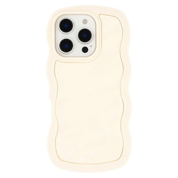 Kompatibel med iPhone 16 Pro Deksel Bølgete Kanter Støtsikkert TPU+PC Mobildeksel Flerfarget Multicolor White