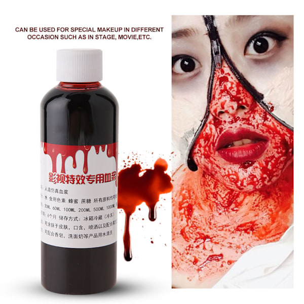 100ml Professionellt Falskt Blod Special Halloween Sår Ärr Zombie Fancy Make Up Falskt Blod