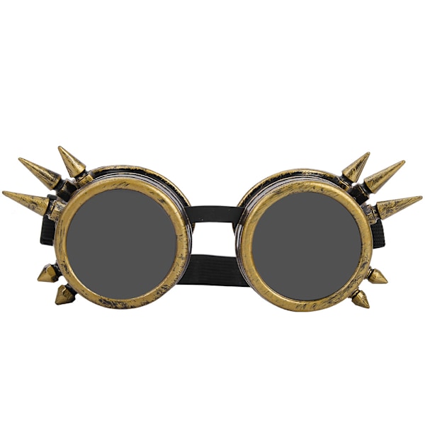 Vintage Spikade Steampunk-glasögon Cosplayglasögon Dubbla Lager Vindtäta (brons)