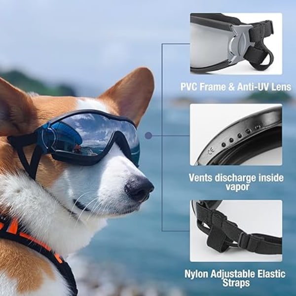 Hundebriller Netive Pet Solbriller Vanntett vindtett øyebeskyttelse for stor/middels hund