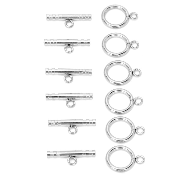 Runda T-formade Spännen i Rostfritt Stål för Halsband Smyckestillverkning Stål Färg