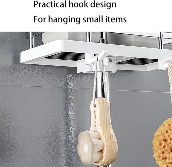 Brusehylde 2-i-1 Stang Organizer, Multifunktionel Holder Uden Bor, Justerbart Beslag