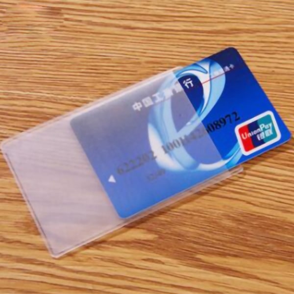 Läpinäkyvä korttipidike PVC pystysuora kirkas korttisuojakotelo useimmille lompakeille kapea suu