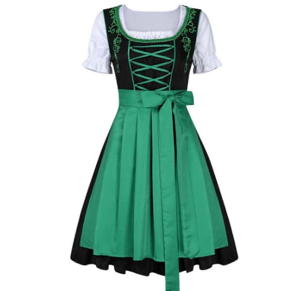 Kvinders tyske dirndl-kjole, traditionelle kostumer til Oktoberfest-karnevalen Green L