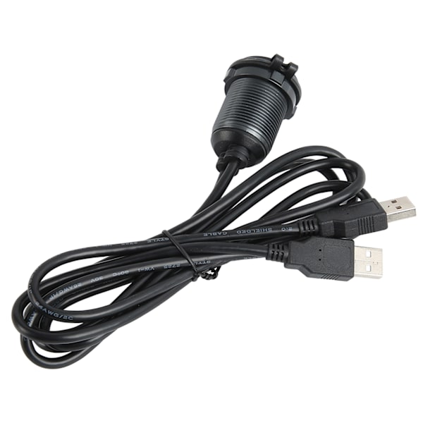 2 porter dobbel USB 2.0 hann til USB 2.0 hunn 1 meter 480 Mbps profesjonell plug and play USB dashbordmonteringskabel med LED-lys