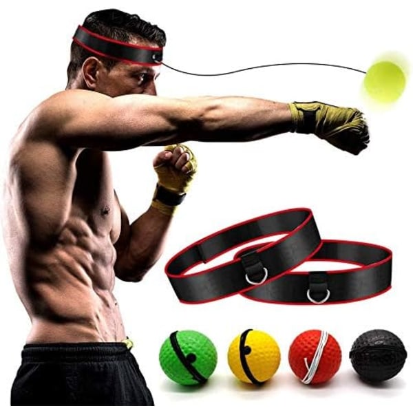Bokseball på 3 vanskelighetsgrader med pannebånd for reaksjon, smidighet, slaghastighet, kampferdigheter og koordinasjon