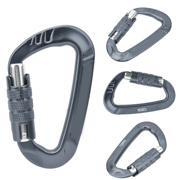 1 stk 7075 Aerospace Aluminium 12KN D-Formet Spænde Karabiner Klip Udendørs Sikkerhed Tilbehør Grå