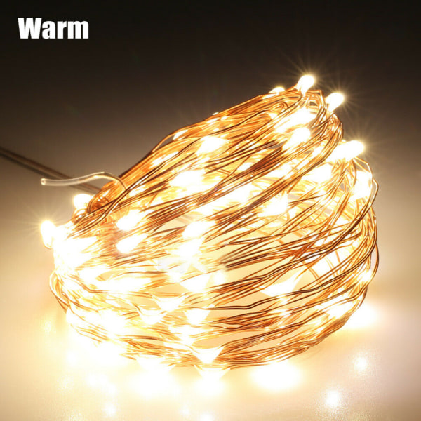 10M LED Fairy String Lights Batteridrevet kobbertrådslampe Vandtæt juledekor/