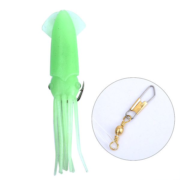 Myk Fisk Kunstig Bionisk Blekksprut Agnsoft Bait Fisketilbehør (grønn lysende 10 cm)