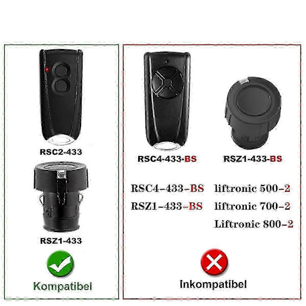 【BEMS】EcoStar RSC2-433 RSE2-433RSZ1-433 Remote Controls Compatible with Gate Openers, 2-Pack, Handheld Remote Control Transmitter