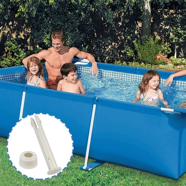 Pakke med 10 plastik pool samlestifter og gummipakninger – Erstatningsforbindelse til ramme- og Intex-pools (7 cm)