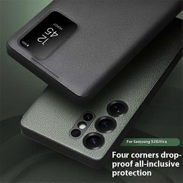 【BEMS】Compatible with Samsung Galaxy S25 Ultra Case with Viewing Window Leather Flip Phone Case Black