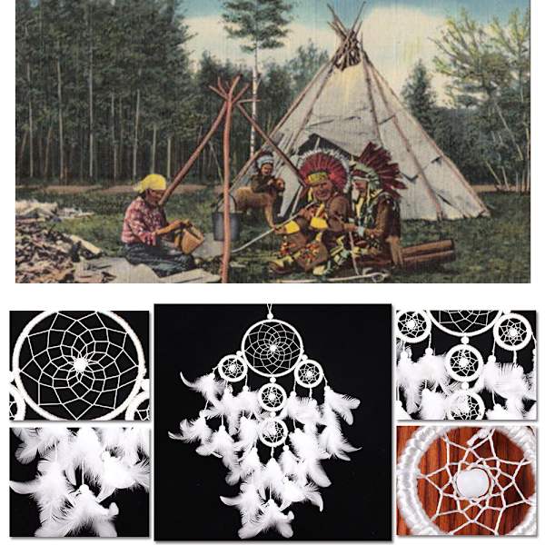 Dream Catcher with Feathers White 60 x 15 cm 97