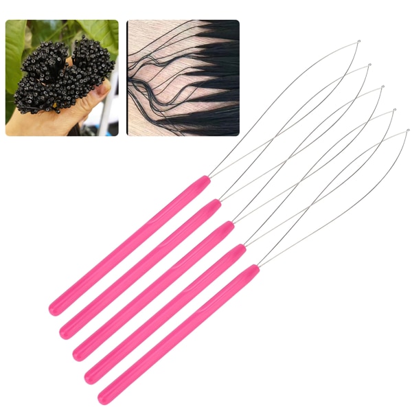 TIMH Plasthandtag Dragögla Nål Micro Beads Threader för hårförlängning (rosa)