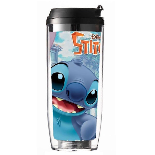 350ML Lilo & Stitch Tegneserie Vannflaske Bærbar Dobbeltlags Vannkopp Stor Kapasitet