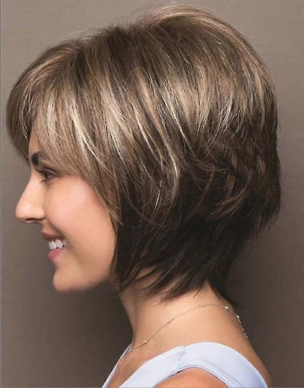 Blond Brun Kort Hår Peruk Damperuk - JA
