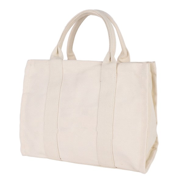 Tote Bag Dame Canvas Single Shoulder School Casual Håndveske med glidelås justerbar stropp Beige M
