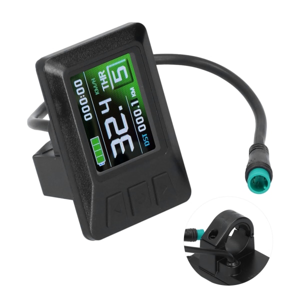 LCD7C Färgskärm Elcykel Batteri Display med Vattentät Kontakt (24V/36V/48V)