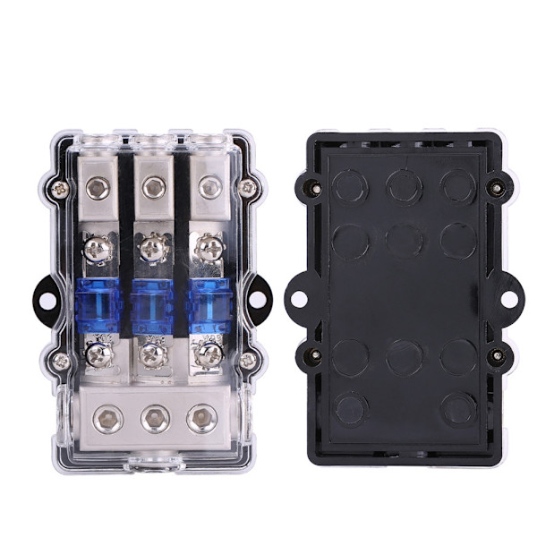 Universal 60A Bil Køretøj Stereo Audio Power Sikringsboks Holder Blok 1 Ind 3 Veje Ud