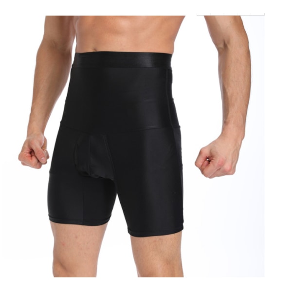 Mænds slankende mænds Shapewear-shorts - Tummy Control Boxershorts - Elastisk Butt Booster Body Shaper Black M