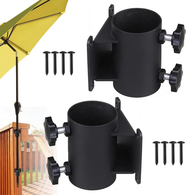 Set med 2 robusta fästen för uteplatsparasoller, staket, balkonger, innergårdar, etc.