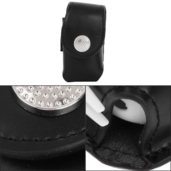 Mini PU Golfboldtaske Lommeholder med Golfbold Tee Divot Bærbar Golftilbehør (sort)