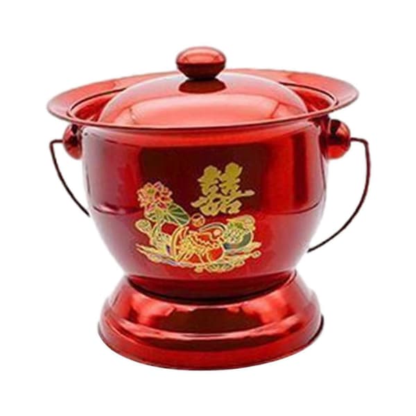 Bärbar potta, robust spottkopp med lock Kompatibel med sovrum, kvinna, man, silver Red