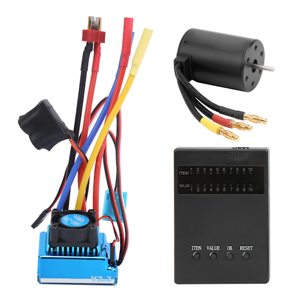 120A Børsteløs ESC + 3650 2300KV Børsteløs Motor + Programmeringskort for 1:10 RC Bilmodell