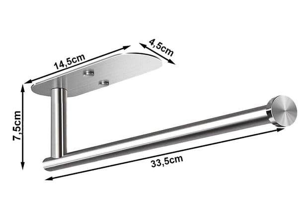 【BEMS】Kitchen Roll Holder Silver - Self-adhesive Metal in Loft Style 158