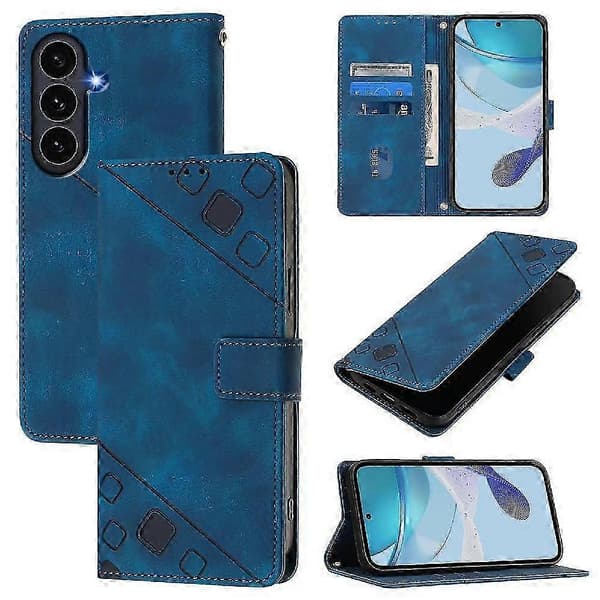 Samsung Galaxy S25 FE Plånboksfodral med magnetisk stängning, PU-läder, 3 kortfack, stativ, stötsäker blue
