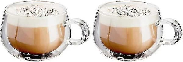 50ml/150ml/280ml Dobbeltvæggede Glaskaffekopper Med Håndtag, Sæt Af 2