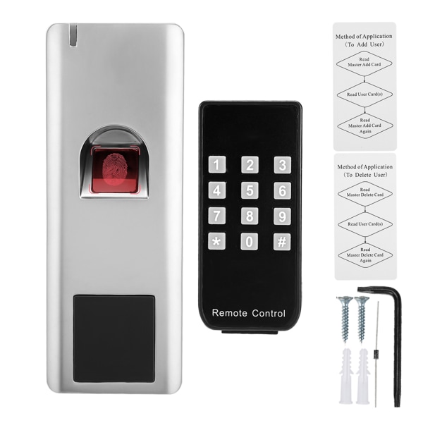 Biometrisk fingeravtrykk tilgangskontroll RFID 125KHZ Wiegand 26 IP66 vanntett dørkontroller//+