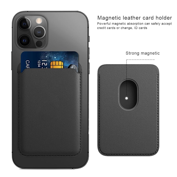 Magnetiskt kortfodral i PU-läder, kompatibelt med iPhone 12 mini 12 Pro Max