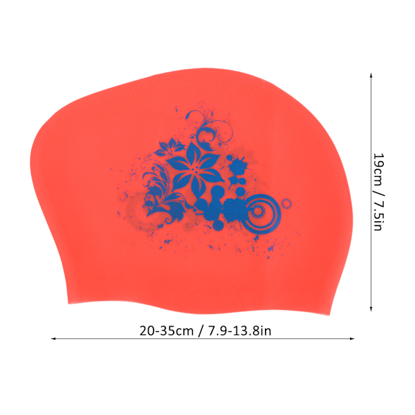 Unisex Uimamyssy Pitkille Hiuksille Silikonista Muodikkaalla Painatuksella (Punainen)