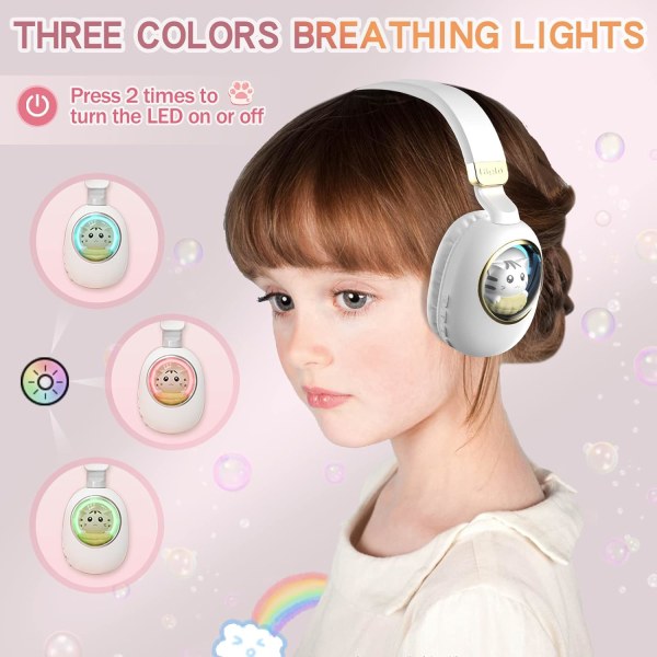Ny sød tegneserie sød Bluetooth-headset 5.0 hovedmonteret populær lysende dukke - himmelblå