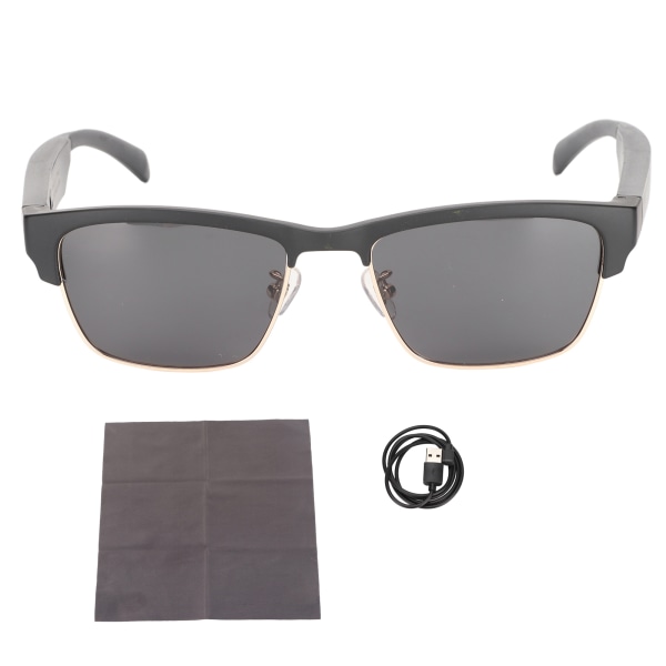 Bluetooth-solbriller Polarisert linse Vanntette smarte briller med hodetelefoner med åpne øre for kjøring Løping Gylden ramme ++