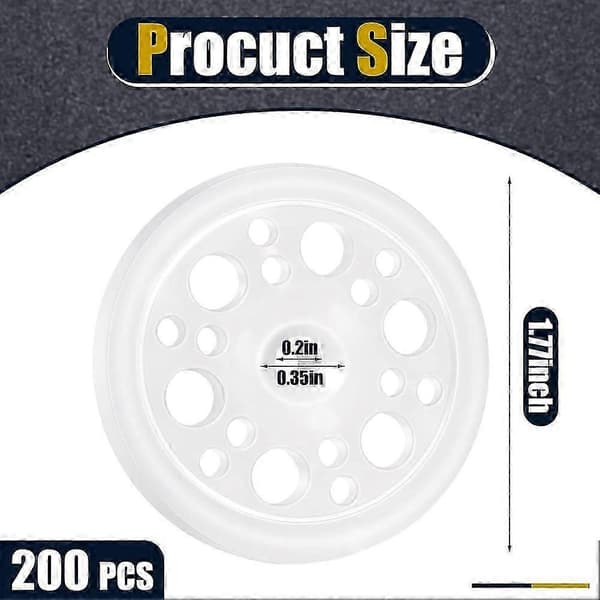 200 stk. 1,77 tommer/45 mm plastisolasjonskiver. Belastningskompatible polypropylenskiver kompatible med feste.