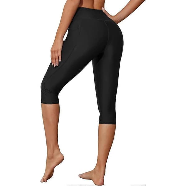 Charmleaks Badedraktsbukser for kvinner Høy midje Badcapris Badeshorts Badeleggings black S