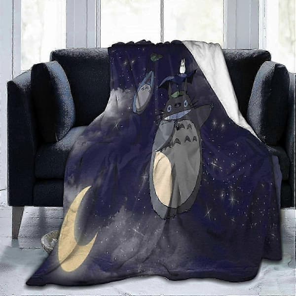 Tæppe Min Nabo Totoro Premium Sengetæppe, Sofatæppe, Bærbart Vikletæppe, Til Stue, Prison-Mike Varm Plaid, Blød Flanel Sort[BEMS] 125x150cm 60x50in