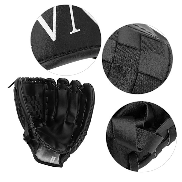 PVC Tyk Baseball Handske Træningskonkurrence Handsker til Voksne Børn (Sort 12,5 tommer)
