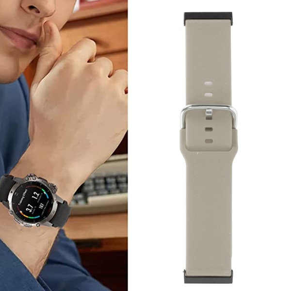 BEMS Silikon Smartwatch Armband Justerbart Ersättningsarmband Klockarmband Tillbehör för Suunto7 Grå
