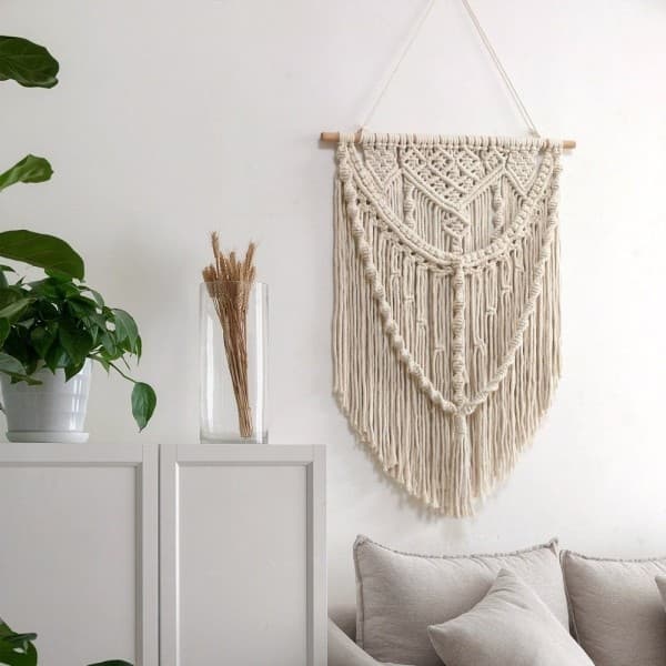 【BEMS】Macrame Wall Hanging, Height: 700 mm, Handmade, Bohemian Wall Decor - Perfect