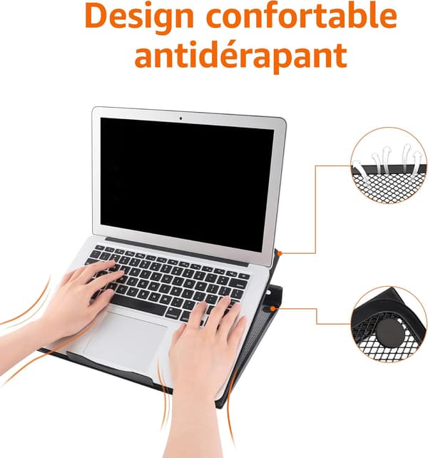 Basics Ergonomisk Justerbar Ventileret Laptopstander til Laptops op til 17,3 tommer, 33 x 28,7 x 18,5 cm, Sort