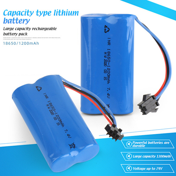 7.4V 1200mAh Litiumbatteri Ersättningsbatteri för Fjärrstyrd Bil