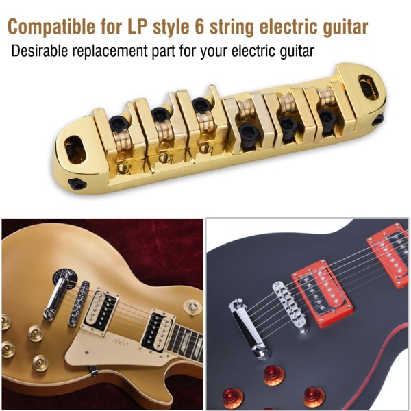 TIMH 1 sæt legeret rullesadelbro udskiftningsdel til LP Style 6-strenget elektrisk guitar (guld)