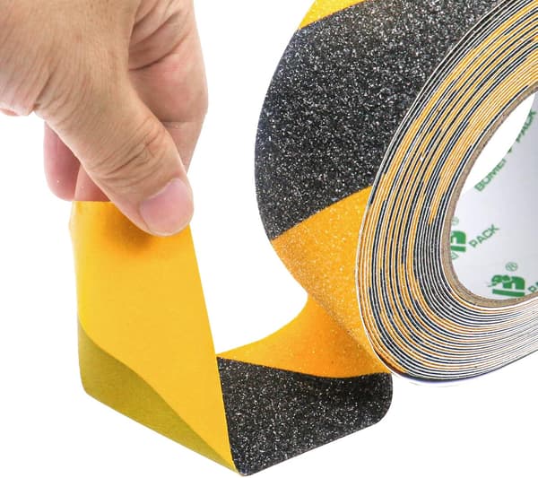 (5 cm x 10 m) Halkskyddstejp för trappor, säkerhetstejp, gul och svart halkskyddstejp, varningstejp, säkerhetsmärkning